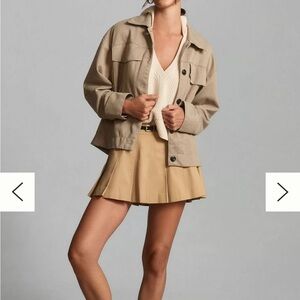 Anthropologie Maeve Houndstooth Jacket Maeve Knit Trucker Jacket Khaki